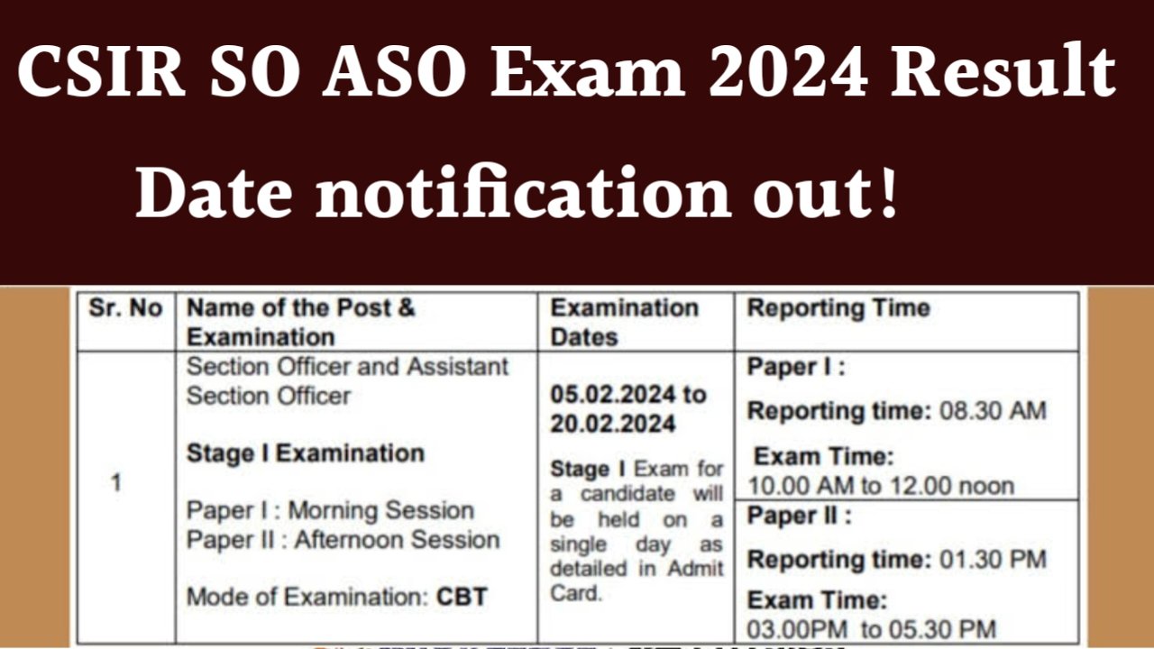 Csir so aso exam results 2024 notification out 